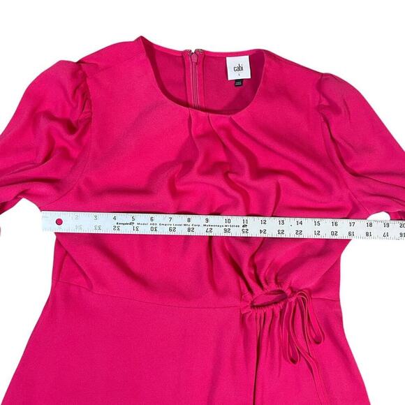 CAbi Delight Midi Dress Fuchsia Hot Pink Cutout Tie Waist Size Small #6578 - Picture 6 of 9